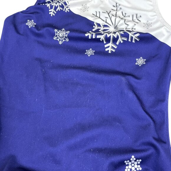 Snowflake Designs Adult Small Blue & White Leotard With Snowflake Accents - Picture 2 of 4